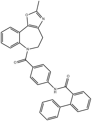N-(4-(2-Methyl-5,6-dihydro-4H-benzo[b]oxazolo[5,4-d]azepine-6-carbonyl)phenyl)-[1,1'-biphenyl]-2-carboxaMide Struktur