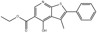 ethyl 4-hydroxy-3-Methyl-2-phenylthieno[2,3-b]pyridine-5-carboxylate 结构式