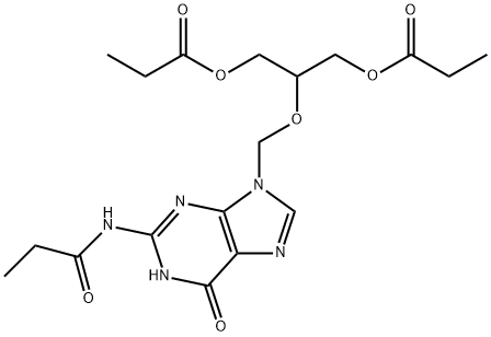N-[6,9-Dihydro-6-oxo-9-[[2-(1-oxopropoxy)-1-[(1-oxopropoxy)methyl]ethoxy]methyl]-1H-purin-2-yl]propanamide Structure