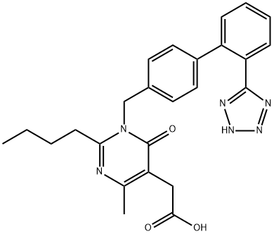 2-(1-((2'-(1H-tetrazol-5-yl)-[1,1'-biphenyl]-4-yl)Methyl)-2-butyl-4-Methyl-6-oxo-1,6-dihydropyriMidin-5-yl)acetic acid Structure