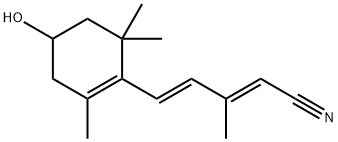 (2E,4E)-3-METHYL-5-(4-HYDROXY-2,6,6-TRIMETHYL-1-CYCLOHEXEN-1-YL)-2,4-PENTADIENENITRILE, 178938-94-8, 结构式