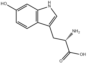 2-アミノ-3-(6-ヒドロキシ-1H-インドール-3-イル)プロパン酸 化学構造式