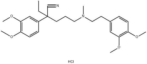 alpha-[3-[[2-(3,4-Dimethoxyphenyl)ethyl]methylamino]propyl]-alpha-ethyl-3,4-dimethoxybenzeneacetonitrile monohydrochloride Struktur