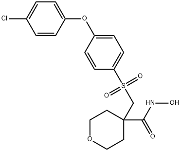 4-N-ヒドロキシ4-{[4-(4-クロロフェノキシ)ベンゼンスルホニル]メチル}オキサン-4-カルボキシミド酸 化学構造式