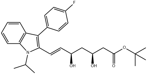 (3S,5R,E)-tert-Butyl 7-(3-(4-Fluorophenyl)-1-isopropyl-1H-indol-2-yl)-3,5-dihydroxyhept-6-enoate 结构式