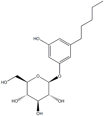 3-羟基-5-戊基苯基-BETA-D-吡喃葡萄糖甙,197307-49-6,结构式