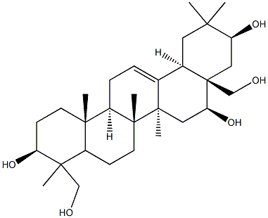 オレアナ-12-エン-3β,16β,21β,23,28-ペンタオール 化学構造式