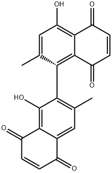 (-)-1',4-ジヒドロキシ-2,3'-ジメチル-(1,2'-ビナフタレン)-5,5',8,8'-テトラオン 化学構造式