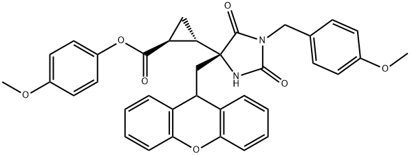 Cyclopropanecarboxylic acid, 2-[(4R)-1-[(4-Methoxyphenyl)Methyl]-2,5-dioxo-4-(9H-xanthen-9-ylMethyl)-4-iMidazolidinyl]-, 4-Methoxyphenyl ester, (1S,2S)-