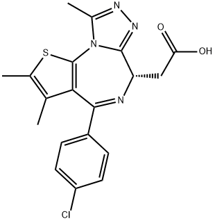 6H-Thieno[3,2-f][1,2,4]triazolo[4,3-a][1,4]diazepine-6-acetic acid, 4-(4-chlorophenyl)-2,3,9-triMethyl-, (6S)- Struktur