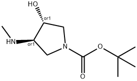 反式-叔丁基-3-羟基-4-(甲基氨基)吡咯烷-1-羧酸叔丁酯, 203503-49-5, 结构式
