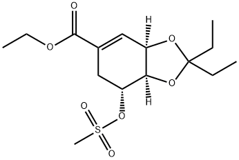 (3AR,7R,7AR)-2,2-ジエチル-3A,6,7,7A-テトラヒドロ-7-[(メチルスルホニル)オキシ]-1,3-ベンゾジオキソール-5-カルボン酸エチルエステル 化学構造式