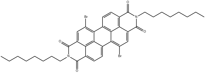 N,N'-二辛基-1,7-二溴-苝四羧酸二酰亚胺 结构式