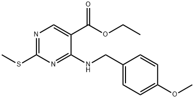 4-((4-メトキシベンジル)アミノ)-2-(メチルチオ)ピリミジン-5-カルボン酸エチル 化学構造式