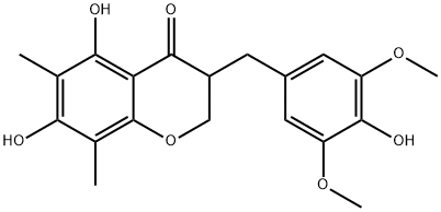 5,7-二羟基-6,8-二甲基-3-(4'-羟基-3',5'-二甲氧基苄基)色满-4-酮 结构式