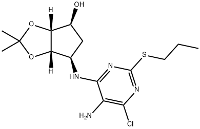 (3AR,4S,6R,6AS)-6-[[5-氨基-6-氯-2-(丙硫基)-4-嘧啶基]氨基]四氢-2,2-二甲基-4H-环戊烯并-1,3-二恶茂-4-醇, 220241-60-1, 结构式