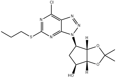 (3AR,4S,6R,6AS)-6-[7-氯-5-(丙硫基)-3H-1,2,3-三氮唑并[4,5-D]嘧啶-3-基]四氢-2,2-二甲基-4H-环戊烯并-1,3-二恶茂-4-醇, 220241-61-2, 结构式