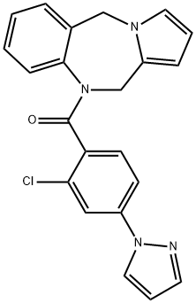 (5H-benzo[e]pyrrolo[1,2-a][1,4]diazepin-10(11H)-yl)(2-chloro-4-(1H-pyrazol-1-yl)phenyl)Methanone Structure