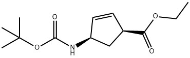 (1S,4R)-ethyl 4-(tert-butoxycarbonylaMino)cyclopent-2-enecarboxylate Structure