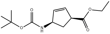 (1S,4R)-4-((叔丁氧酰基)氨基)环戊-2-烯-1-羧酸乙酯,229613-89-2,结构式