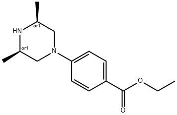 REL-4-((3S,5R)-3,5-二甲基哌嗪-1-基)苯甲酸乙酯, 234082-05-4, 结构式