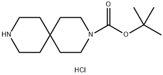 3,9-Diazaspiro[5.5]undecane-3-carboxylic acid, 1,1-dimethylethyl ester, hydrochloride (1:1) Structure