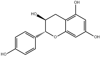 (2R)-2α-(4-ヒドロキシフェニル)クロマン-3β,5,7-トリオール 化学構造式