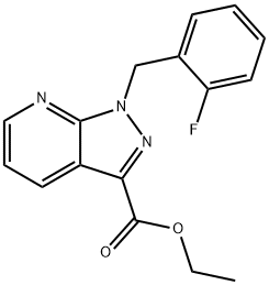1-(2-フルオロベンジル)-1H-ピラゾロ[3,4-B]ピリジン-3-カルボン酸エチル 化学構造式