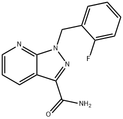1-(2-フルオロベンジル)-1H-ピラゾロ[3,4-b]ピリジン-3-カルボアミド 化学構造式