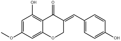 5-ヒドロキシ-7-メトキシ-3-(4-ヒドロキシベンジリデン)クロマン-4-オン 化学構造式