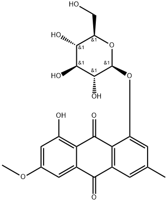 大黄素甲醚-1-O-BETA-D-葡萄糖苷, 26296-54-8, 结构式