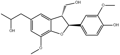 3-[[2,3-ジヒドロ-2-(4-ヒドロキシ-3-メトキシフェニル)-3-(ヒドロキシメチル)-7-メトキシベンゾフラン]-5-イル]-1-プロパノール 化学構造式