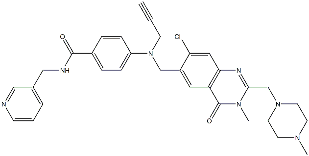 289715-28-2 4-[[[7-氯-3,4-二氢-3-甲基-2-[(4-甲基-1-哌嗪基)甲基]-4-氧代-6-喹唑啉基]甲基]-2-丙炔-1-基氨基]-N-(3-吡啶基甲基)苯甲酰胺