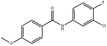 N-(3-クロロ-4-フルオロフェニル)-4-メトキシベンズアミド 化学構造式
