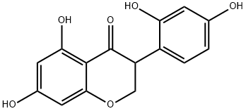 2,3-ジヒドロ-5,7-ジヒドロキシ-3-(2,4-ジヒドロキシフェニル)-4H-1-ベンゾピラン-4-オン 化学構造式