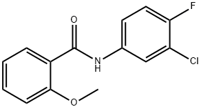 N-(3-クロロ-4-フルオロフェニル)-2-メトキシベンズアミド 化学構造式