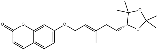 7-[[(2E)-3-甲基-5-[(4R)-2,2,5,5-四甲基-1,3-二氧杂戊环-4-基]-2-戊烯基]氧基]-2H-1-苯并吡喃-2-酮, 320624-68-8, 结构式