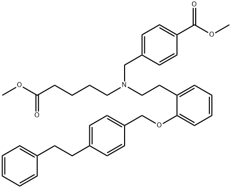 Benzoic acid,4-[[(5-Methoxy-5-oxopentyl)[2-[2-[[4-(2-phenylethyl)phenyl]Methoxy]phenyl]ethyl]aMino]Methyl]-, Methyl ester Struktur