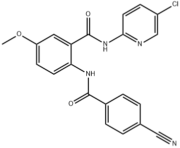 N-(5-Chloro-2-pyridinyl)-2-[(4-cyanobenzoyl)amino]-5-methoxybenzamide 化学構造式