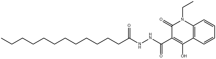 1-乙基-1,2-二氢-4-羟基-2-氧代-3-喹啉羧酸 2-(1-氧代十三烷基)酰肼,331963-29-2,结构式
