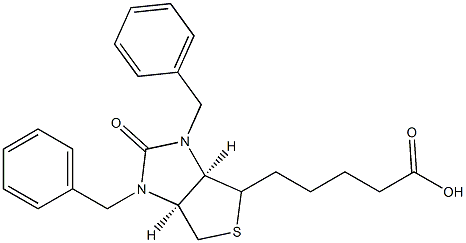 (3aβ,6aβ)-1,3-ジベンジル-2-オキソヘキサヒドロ-1H-チエノ[3,4-d]イミダゾール-4α-ペンタン酸 化学構造式