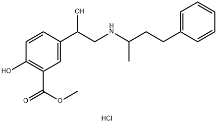 5-[1-羟基-2-[(1-甲基-3-苯基丙基)氨基]乙基]水杨酸甲酯盐酸盐, 33778-93-7, 结构式