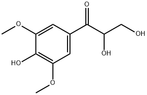 2,3-ジヒドロキシ-1-(4-ヒドロキシ-3,5-ジメトキシフェニル)-1-プロパノン 化学構造式