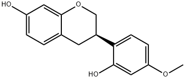 (3R)-3β-(2-ヒドロキシ-4-メトキシフェニル)-3,4-ジヒドロ-2H-1-ベンゾピラン-7-オール 化学構造式