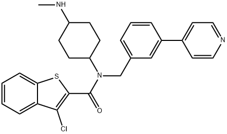 3-氯-N-[4-(甲基氨基)环己基]-N-[[3-(4-吡啶基)苯基]甲基]-苯并[B]噻吩-2-甲酰胺,364590-63-6,结构式
