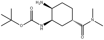 カルバミン酸, N-[(1R,2S,5S)-2-アミノ-5-[(ジメチルアミノ)カルボニル]シクロヘキシル]-, 1,1-ジメチルエチルエステル 化学構造式