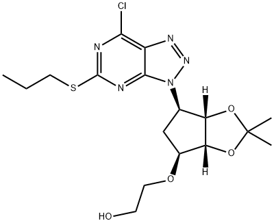 2-[[(3aR,4S,6R,6aS)-6-[7-Chloro-5-(propylthio)-3H-1,2,3-triazolo[4,5-d]pyrimidin-3-yl]tetrahydro-2,2-dimethyl-4H-cyclopenta-1,3-dioxol-4-yl]oxy]-ethanol|2-[[(3AR,4S,6R,6AS)-6-[7-氯-5-(丙硫基)-3H-1,2,3-三氮唑并[4,5-D]嘧啶-3-基]四氢-2,2-二甲基-4H-环戊烯并-1,3-二恶茂-4-基]氧基]乙醇