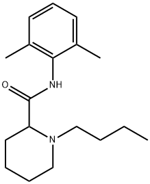 rac-(2R*)-N-(2,6-ジメチルフェニル)-1-ブチル-2β*-ピペリジンカルボアミド 化学構造式