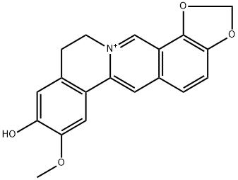 11,12-ジヒドロ-9-ヒドロキシ-8-メトキシベンゾ[a]-1,3-ベンゾジオキソロ[4,5-g]キノリジニウム 化学構造式