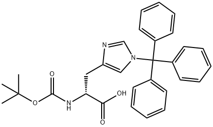 N-[叔丁氧羰基]-1-(三苯甲基)-D-组氨酸, 393568-74-6, 结构式
